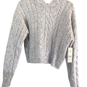 No Boundaries Gray Hooded Cropped Sweater‎